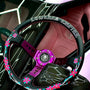 Sakuras In the Sky Black Leather Steering Wheel 330mm