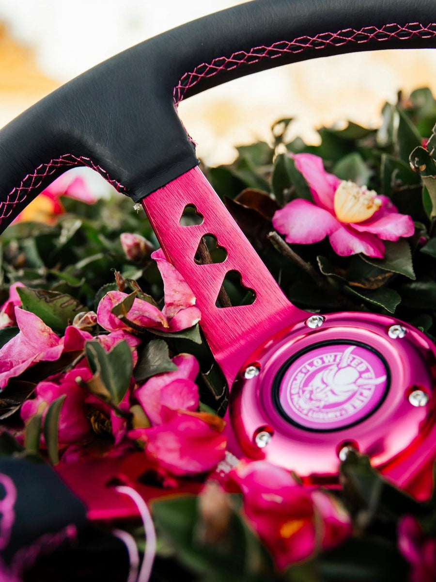 Pink Roses Steering Wheel Hearts Bracket-