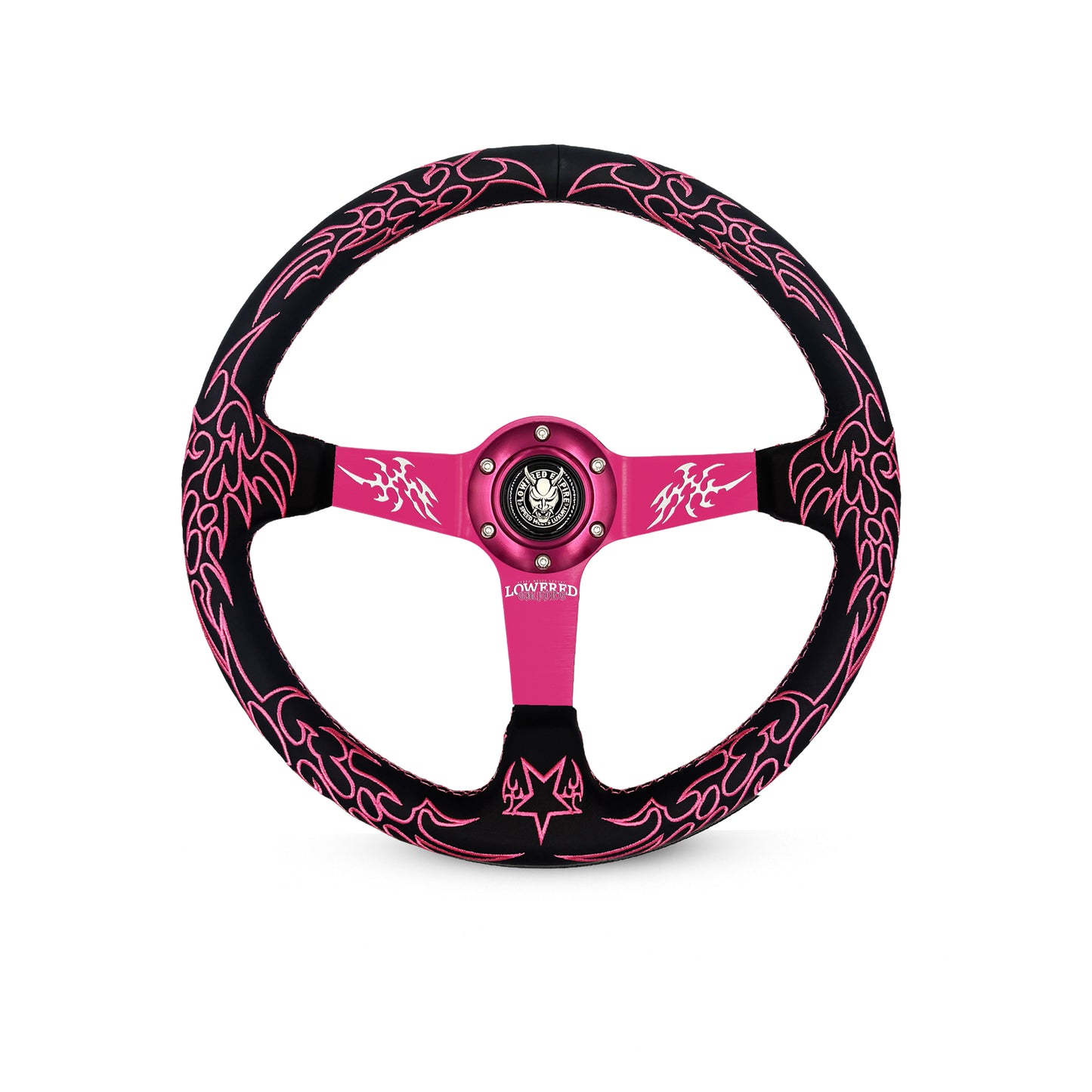 Pink Cybersigilism CS-3 Aftermarket Deep Dish Steering Wheel 350mm- Lowered Empire