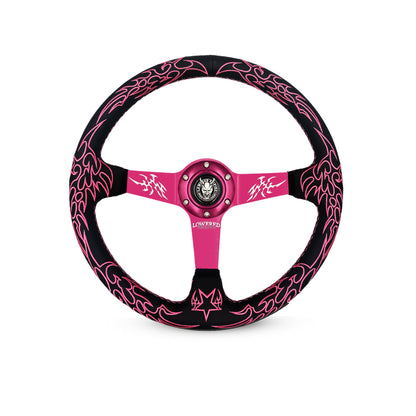Pink Cybersigilism CS-3 Aftermarket Deep Dish Steering Wheel 350mm- Lowered Empire