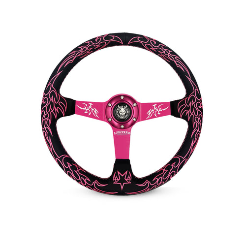 Pink Cybersigilism Pink Stand CS-3 Aftermarket Deep Dish Steering Wheel 350mm- Lowered Empire