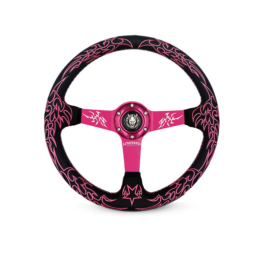 Pink Cybersigilism CS-3 Aftermarket Deep Dish Steering Wheel 350mm- Lowered Empire
