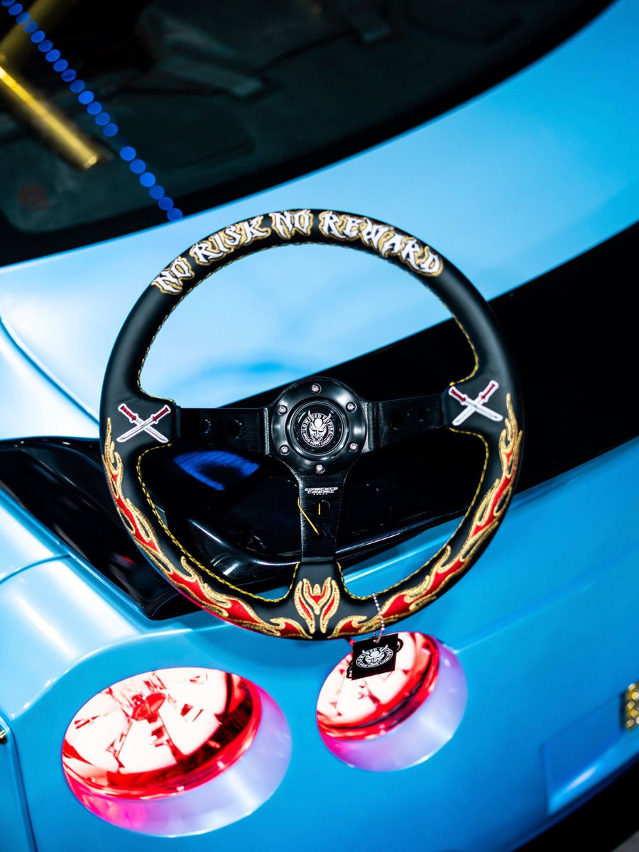 Flame Sword Leather Steering Wheel