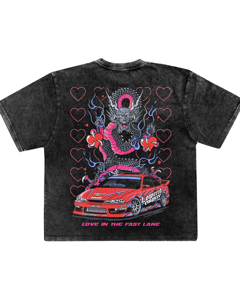 Valentines Fast Lane Vibes: Acid Wash Graphic Tee