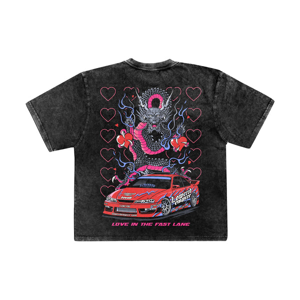 Valentines Fast Lane Vibes: Acid Wash Graphic Tee