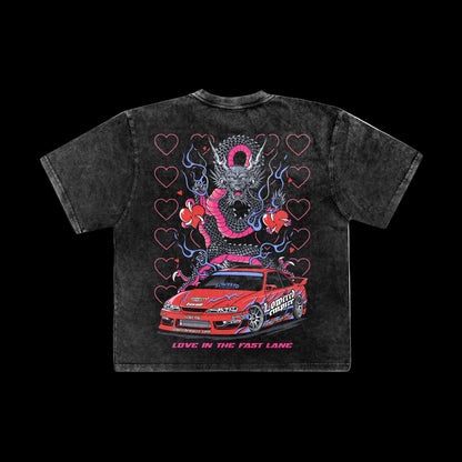 Valentines Fast Lane Vibes: Acid Wash Graphic Tee