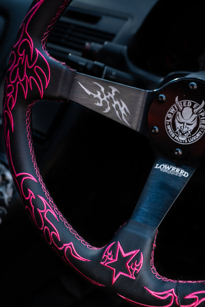 Pink Cybersigilism CS-3 Aftermarket Deep Dish Steering Wheel 350mm