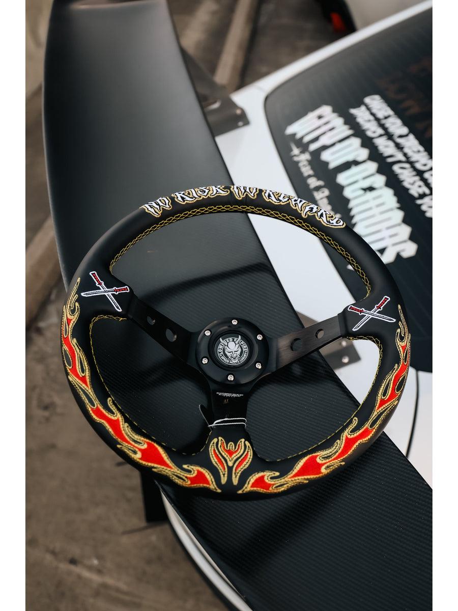 Flame Sword Leather Steering Wheel