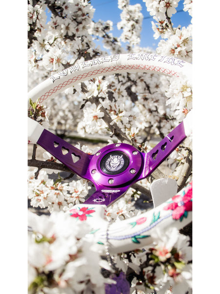 Purple Bracket Sakuras In the Sky Steering Wheel