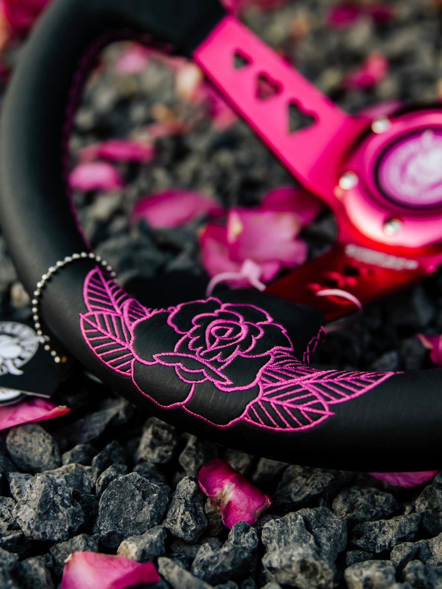 Pink Roses Steering Wheel Hearts Bracket-