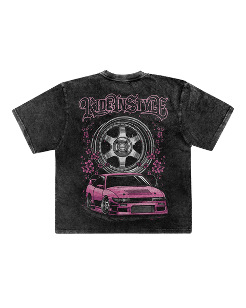 Ride In Style Pink Premium Acid Wash Tee