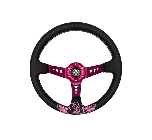 Pink Roses Steering Wheel Hearts Bracket-