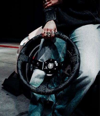 Black Traditional Killer Roses 330mm Steering Wheel