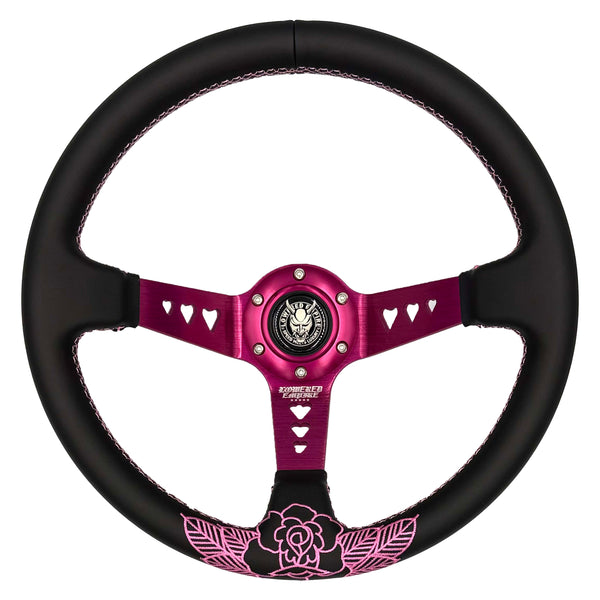 Pink Roses Steering Wheel Hearts Bracket-