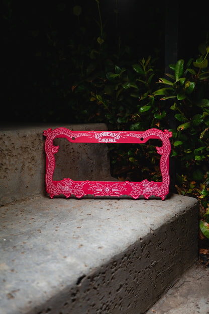 Pink Japanese Dragon Acrylic License Plate Frames