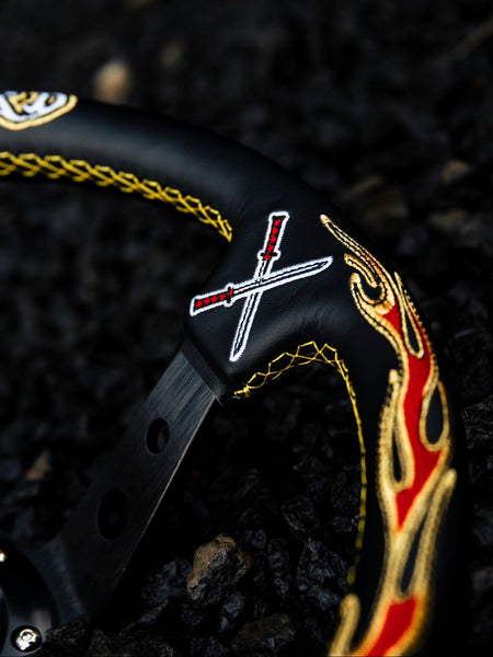 Flame Sword Leather Steering Wheel