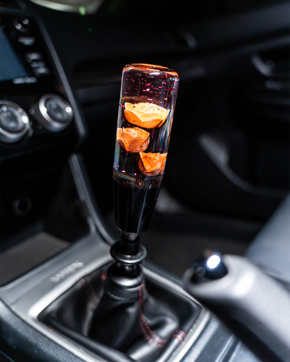 Peach Orange Clear Roses Shift Knob