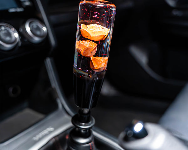 Peach Orange Clear Roses Shift Knob