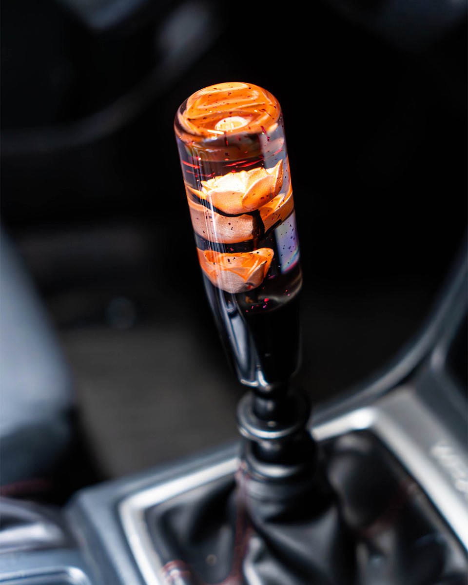 Peach Orange Clear Roses Shift Knob