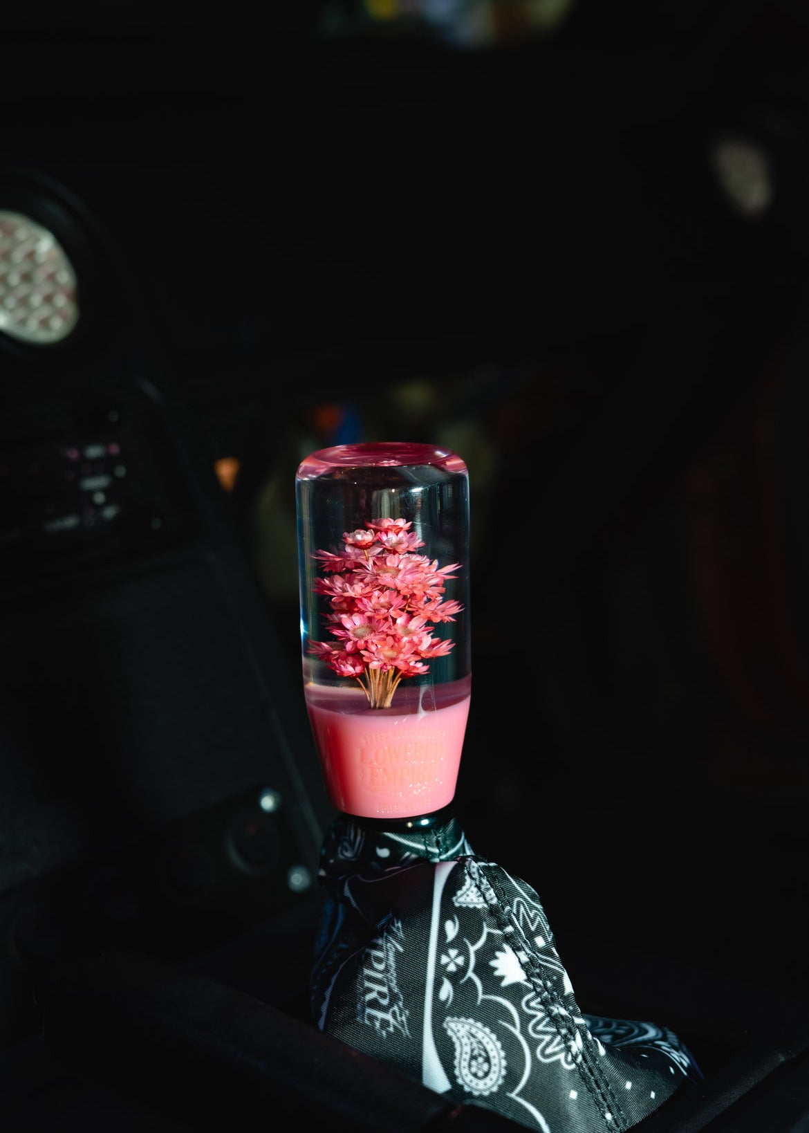 Pink Sakura Clear Flower Shift Knob | Universal Manual Car Shifter