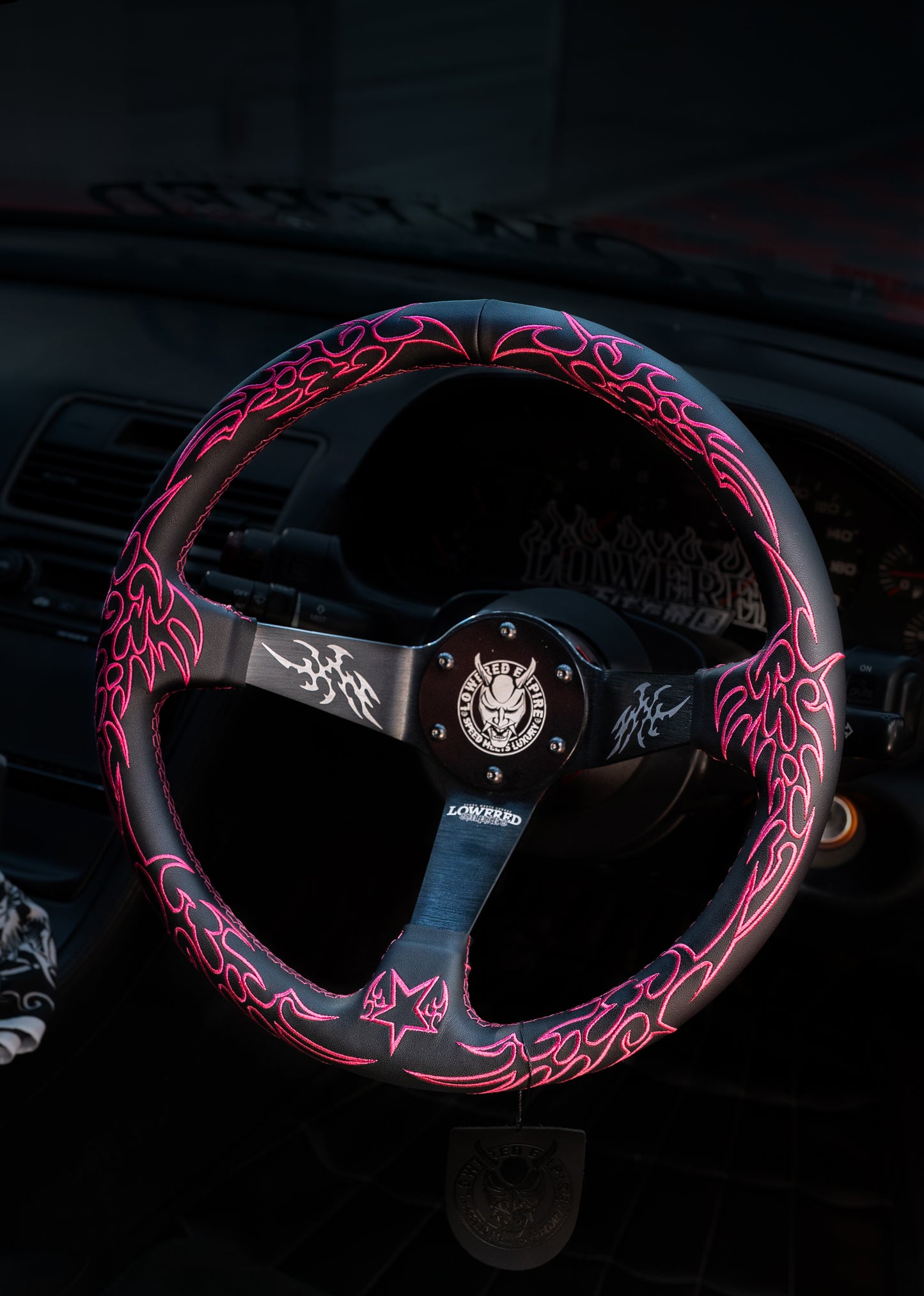 Pink Cybersigilism CS-3 Aftermarket Deep Dish Steering Wheel 350mm