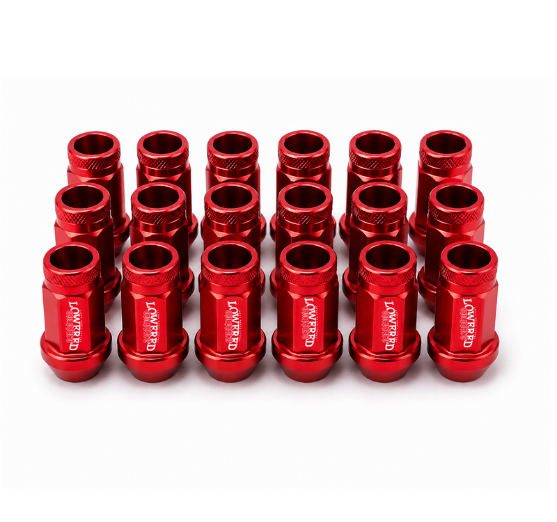 Red Lug Nuts Lowered Empire 47mm Open End M12