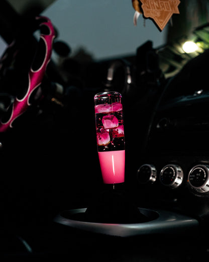 Pink Flaked Azalea Flower Shift Knob 6” | Universal Manual Car Shifter