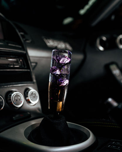 Clear Purple Glitter Flower Shift Knob | Universal Manual Car Shifter