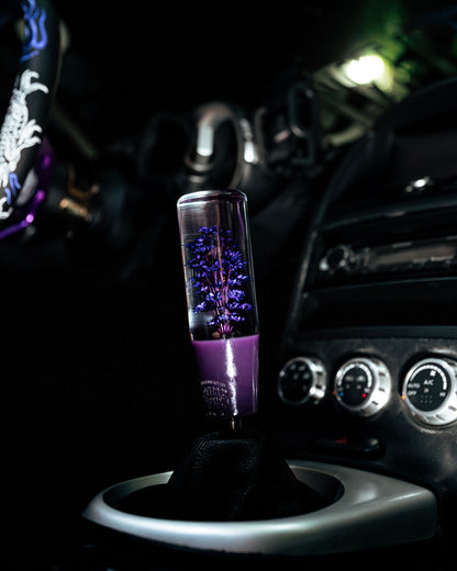 Purple Sakura Clear Flower Shift Knob 6”| Universal Manual Car Shifter
