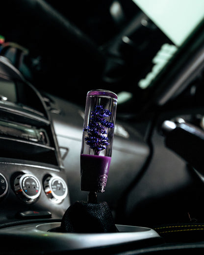 Purple Sakura Clear Flower Shift Knob 6”| Universal Manual Car Shifter