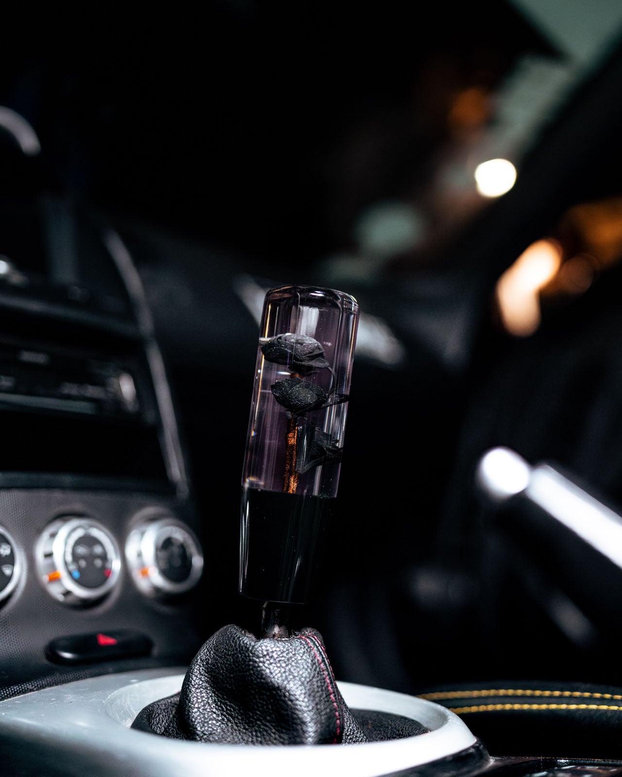 Clear Death Black Roses Flower Shift Knob | Universal Manual Car Shifter