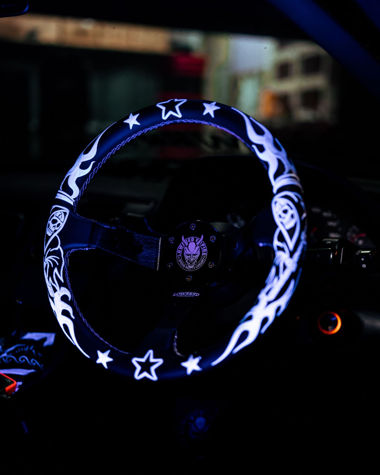 White/Black Reaper BR-2 Steering Wheel 350mm- Lowered Empire