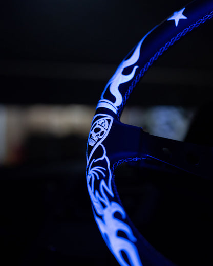 White/Black Reaper BR-2 Steering Wheel 350mm- Lowered Empire
