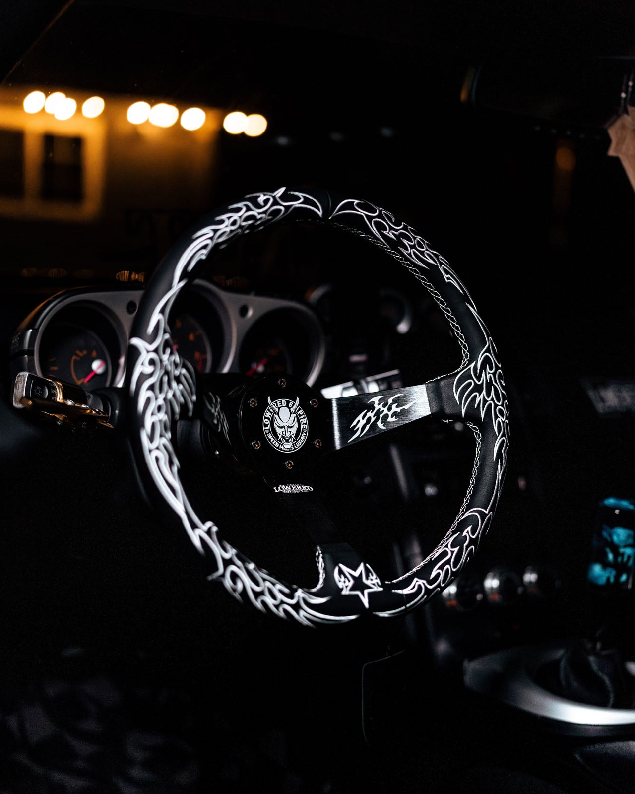 White Cybersigilism Street CS-1 Steering Wheel 350mm I Deep Dish Style- Lowered Empire