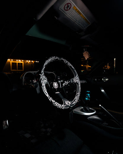 White Cybersigilism Street CS-1 Steering Wheel 350mm I Deep Dish Style- Lowered Empire