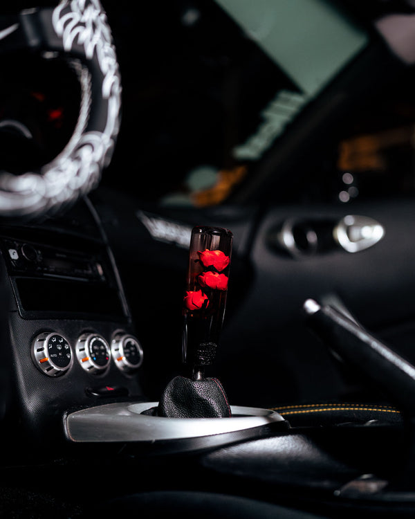 Red Deadly Roses Flower Shift Knob | Universal Manual Car Shifter