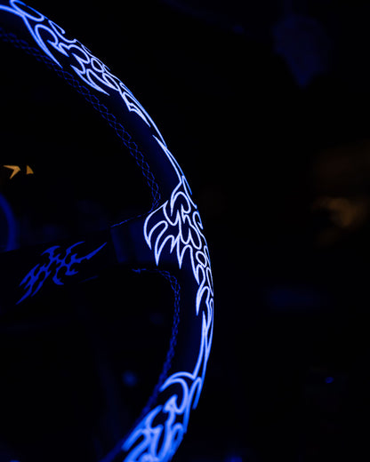 White Cybersigilism Street CS-1 Steering Wheel 350mm I Deep Dish Style- Lowered Empire