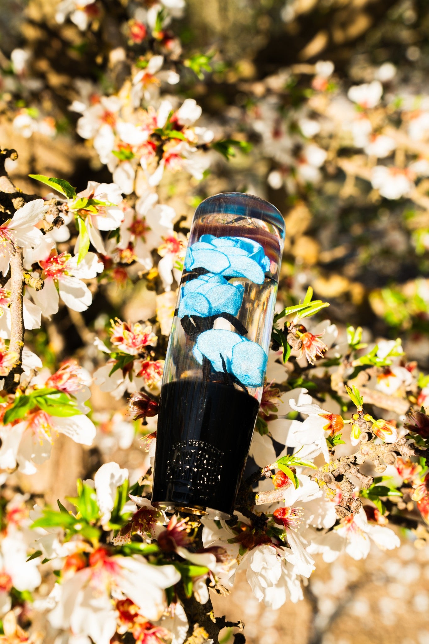 Clear Blue Roses Flower Shift Knob | Universal Manual Car Shifter