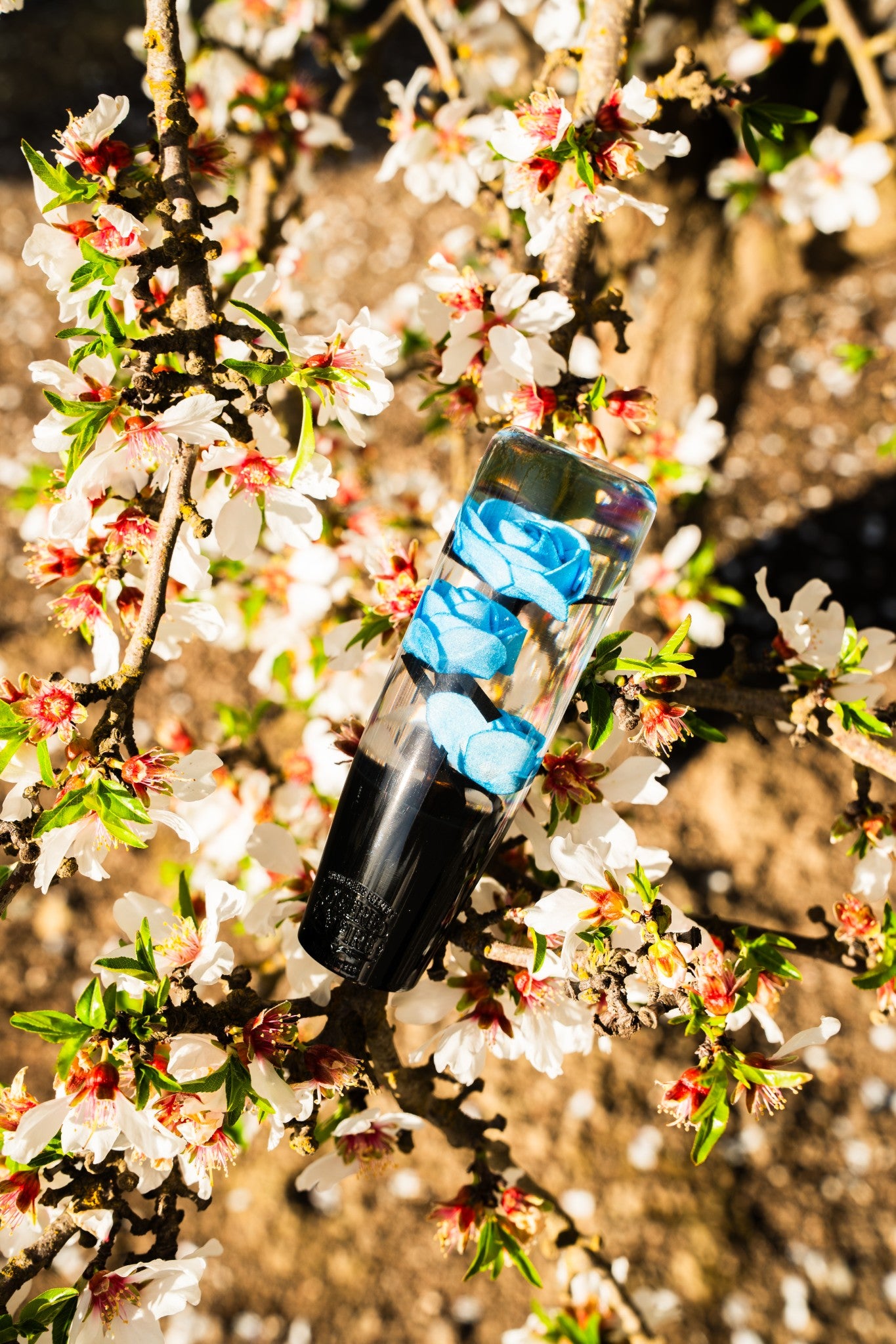 Clear Blue Roses Flower Shift Knob | Universal Manual Car Shifter