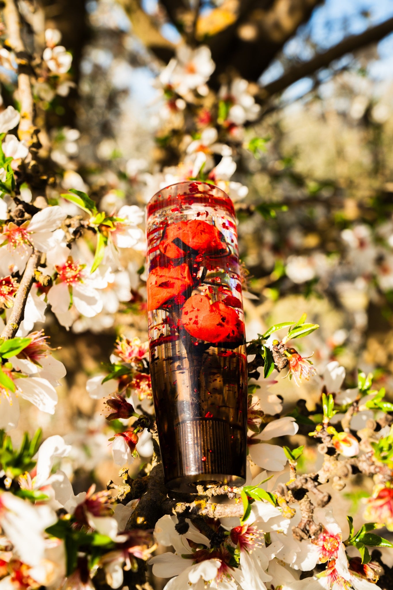 Clear Red Glitter Flower Shift Knob | Universal Manual Car Shifter
