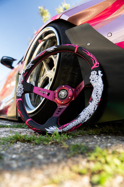 Pink Dragon's Breathe Steering Hearts Bracket Wheel 350mm- Lowered Empire