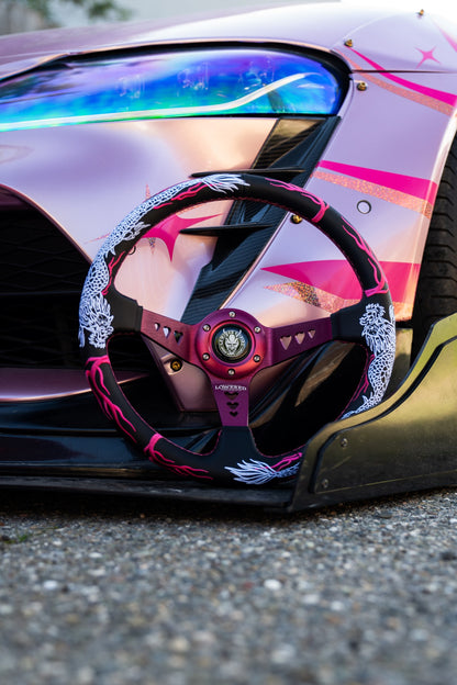 Pink Dragon's Breathe Steering Hearts Bracket Wheel 350mm- Lowered Empire