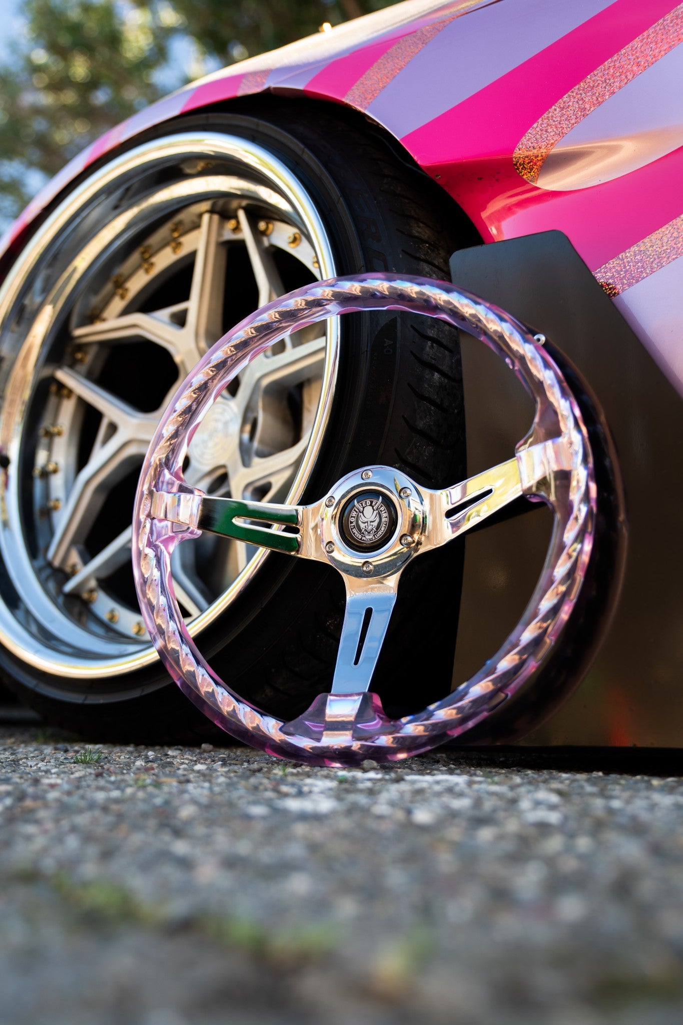 Pink Rider Rakkī JDM DR-1 Steering Wheel 350mm - Lowered Empire