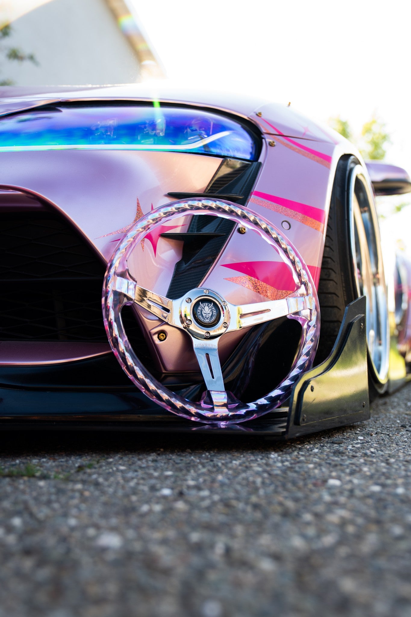 Pink Rider Rakkī JDM DR-1 Steering Wheel 350mm - Lowered Empire