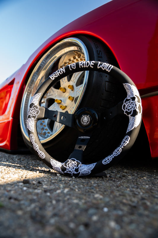 White Killer Roses KR-2 Steering Wheel 350mm- Lowered Empire