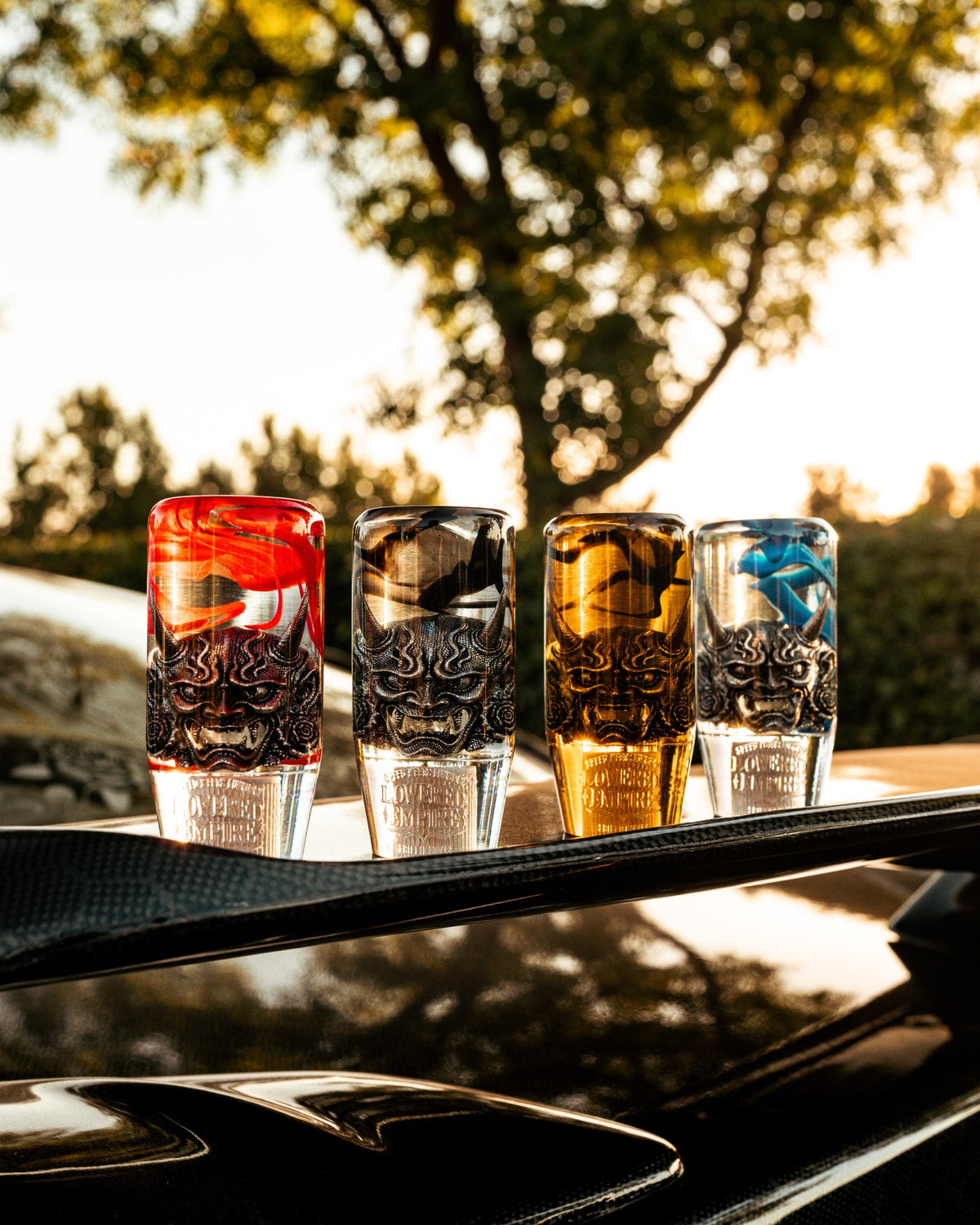 Four Hannya Ink shift knobs group photo
