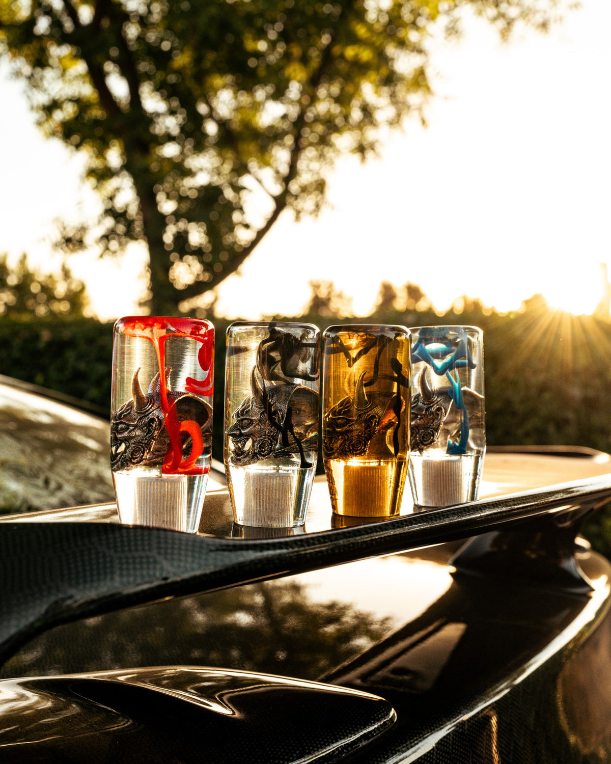 Four Hannya Ink shift knobs group photo