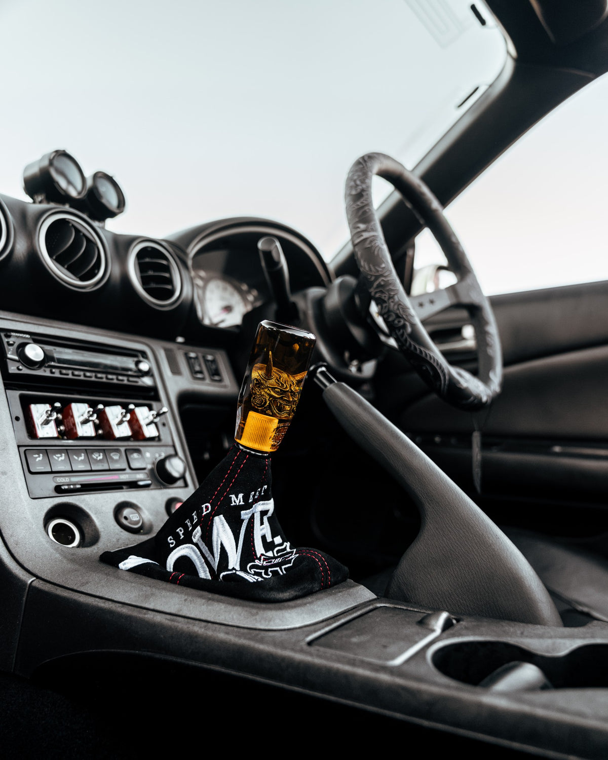 Hannya Ink Yellow Shift Knob 3.5" | Universal Manual Car Shifter