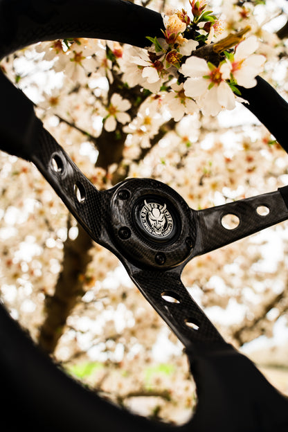 Black Reaper Carbon Fiber Steering Wheel 350mm- Lowered Empire