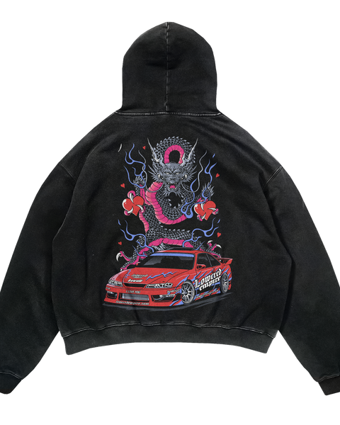 Valentines Fast Lane Vibes: Acid Wash Graphic Hoodie